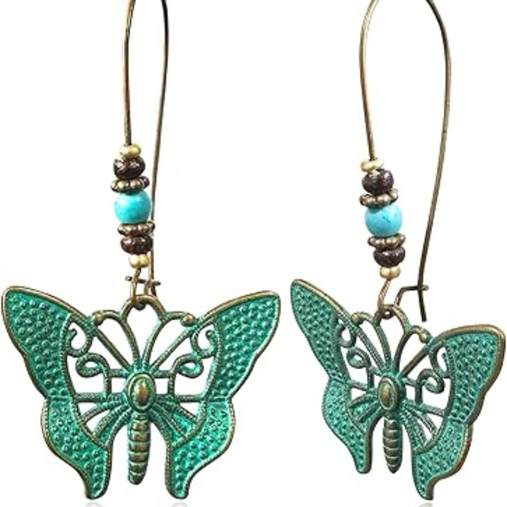 Cute Boho Butterfly Earrings Bohemian Style Dangle Beads